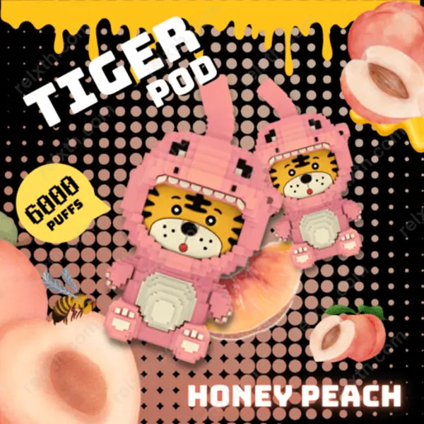tiger disposable pod 6000puffs peach